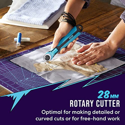 Zoid 28mm Rotary Cutter with Grip, Fabric Cutter Wheel, Rotary Cutter Blade, Craft Cutting Tool, Freehand Tool For Fabrics and Multiple Projects - size: 28mm