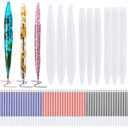 JANYUN 9 Pcs Pen Shape Resin Mold Ballpoint Pen Silicone Molds Epoxy | Epoxy Resin Molds Resin Casting Molds with Ballpoint Refill Pens for DIY School Crafts Making Student Gifts