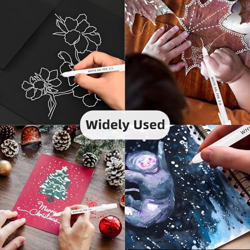 White Gel Pens, 3 Tip Sizes Pack White Ink Pen | Fine 0.5mm/Medium 0.8mm/Bold 1.0mm, For Art, Journaling, Drawing, Black Paper, Holiday Gifts & DIY Projects, DIY