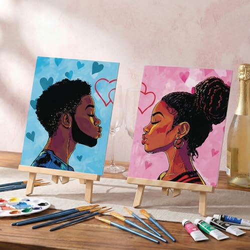 Sherr 24 Pcs Pre Drawn Canvas for Painting Adult Pre Printed Canvas Bulk Sip and Paint Kit Stretched Panels Paint Set for Theme Valentine Painting Night Party Favor(Couple,8 x 10 Inch) - size: 8 x 10 Inch, style: Couple