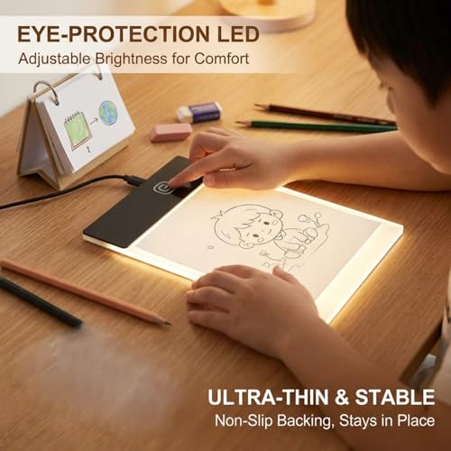 LED Light Board Mini A6 Portable Tracing LED Copy Board Light Box, Drawing Box Flip Book Kit Tablet Paint Pad, Eye Protective Adjustable Light Box 3.3 x 5.1in