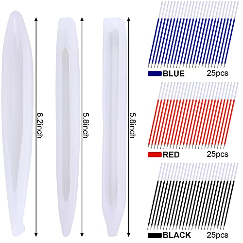JANYUN 9 Pcs Pen Shape Resin Mold Ballpoint Pen Silicone Molds Epoxy | Epoxy Resin Molds Resin Casting Molds with Ballpoint Refill Pens for DIY School Crafts Making Student Gifts