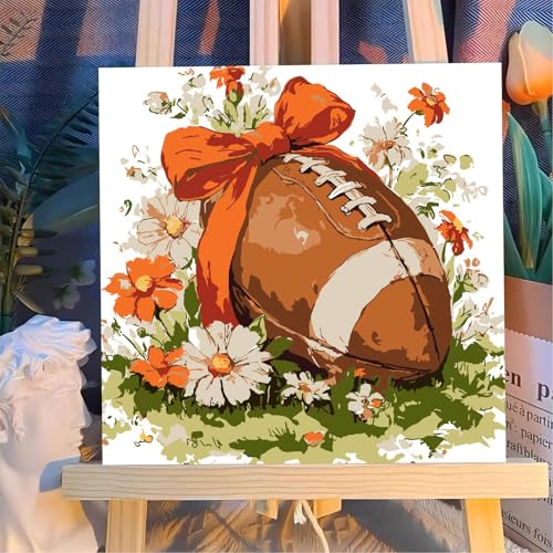 Reivworl Framed Football Paint by Numbers Kit for Adults Beginner 10×10 inch - color: 11-Football