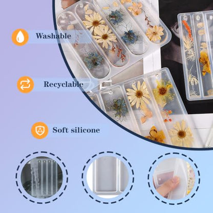 24 Pcs Resin Bookmark Mold, Silicone Epoxy Casting Molds Kit | With 20 Tassels, Pre Punched Hole Design For DIY Bookmarks Craft Making, 10 Colors Presents For Beginners Craft Classes