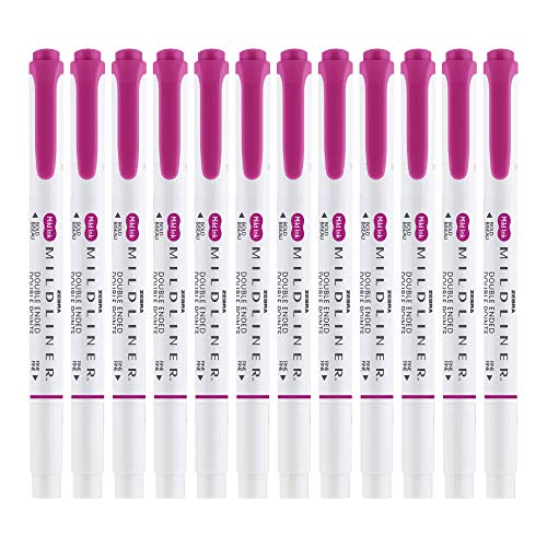 Zebra Pen MILDLINER No Bleed Highlighter, Fuchsia Color, Dual Tip, 12-Pack - color: Fuchsia