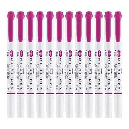 Zebra Pen MILDLINER No Bleed Highlighter, Fuchsia Color, Dual Tip, 12-Pack - color: Fuchsia