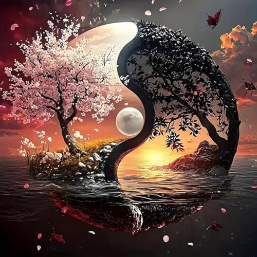 SHICERNHJ Tai Chi Tree 5D Diamond Painting for Adults Beginner,Tree of Life Diamond Art Kits for Adults DIY Full Drill Gem Art with Painting Kit for Crafts Home Wall Decor 13.8 X 13.8inch - color: SH105