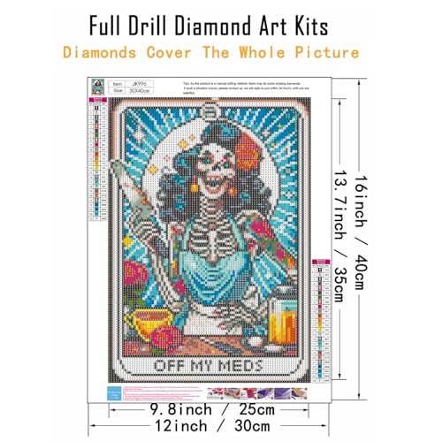 5D Skull Skeleton Chef Diamond Art kits for Adults Beginners 12x 16Inch - color: JK996-1