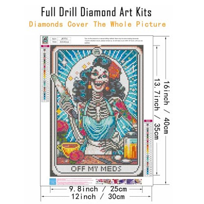 5D Skull Skeleton Chef Diamond Art kits for Adults Beginners 12x 16Inch - color: JK996-1