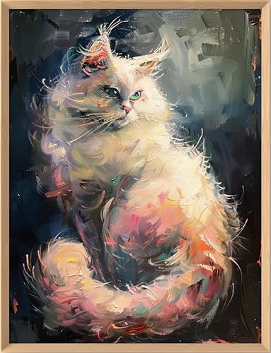 Leczany Cross Stitch Stamped 11CT 3 Strands Kits for Adults Beginners Patterns Craft Kit Needlepoint Full Range of Embroidery Kits DIY Starter | Cat 15.8×20.9 inches - color: 11CT Stamped kits, Cat 15.8×20.9 inches