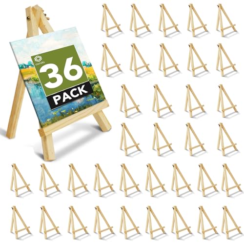 Conda 36 Pack 9 Inch Mini Wooden Display Easels, A-Shaped Mini Easel Stand for Small Painting, Painting Party Easel for DIY Crafts, Photos, Gift, Decoration - style: 36 Pcs