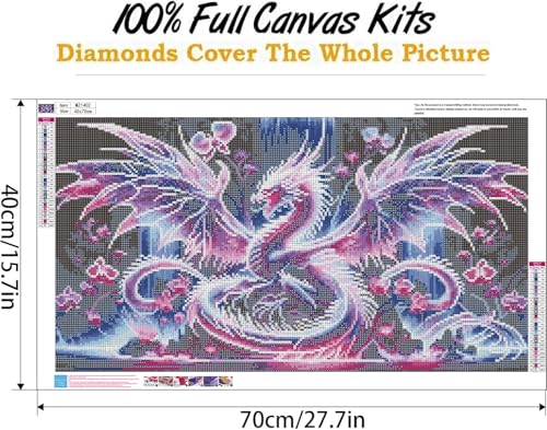 Ekuxom Large Waterfall Dragon Diamond Art Kits for Adults 27.5 X 15.7 inch | Large Diamond Painting Kits for Adults-5D DIY Round Full Drill Diamonds Gem Art Kit for Gifts Home Wall Decor - color: Dragon
