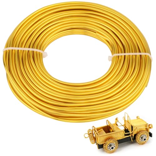 9 Gauge Aluminum Craft Wire, 52.5FT Bendable Armature Wire for Sculpting, Jewelry Making, DIY Crafting, Doll Making, Modelling, Bonsai Training(Gold) - color: Gold
