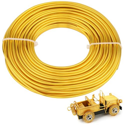 9 Gauge Aluminum Craft Wire, 52.5FT Bendable Armature Wire for Sculpting, Jewelry Making, DIY Crafting, Doll Making, Modelling, Bonsai Training(Gold) - color: Gold