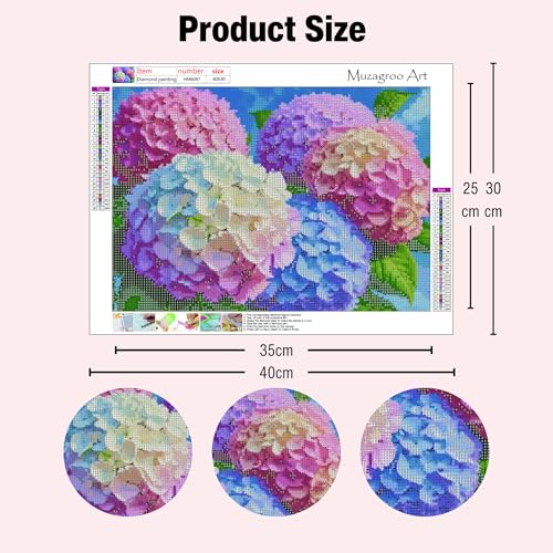 Muzagroo Art Diamond Paintings Kits for Adults Round Full Drill Diamond Art Kits for Beginners 5D Flowers Diamond Art Paintings Gem Art Kits Floral Diamond Dot Kits 30x40cm (Hydrangea) - color: Hydrangea