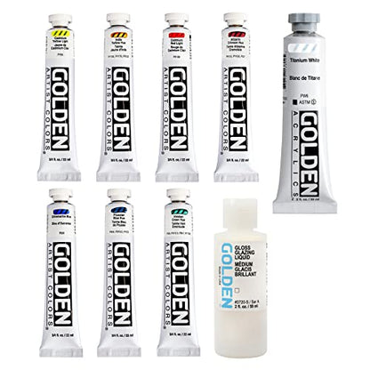 GOLDEN Heavy Body Acrylics, Traditional Set, 8 Color, Professional Acrylic Paint