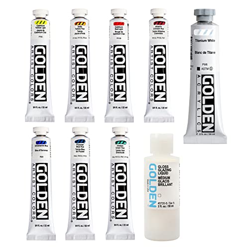 GOLDEN Heavy Body Acrylics, Traditional Set, 8 Color, Professional Acrylic Paint