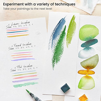 ARTEZA Detail Paint Brushes, Set of 15, Miniature Paint Brush Set with Spot, Round and Liner Tips, Fine Tip Paint Brushes for Acrylic Painting, Watercolor, Models, Crafts and Canvas - style: Detail Paint Brushes