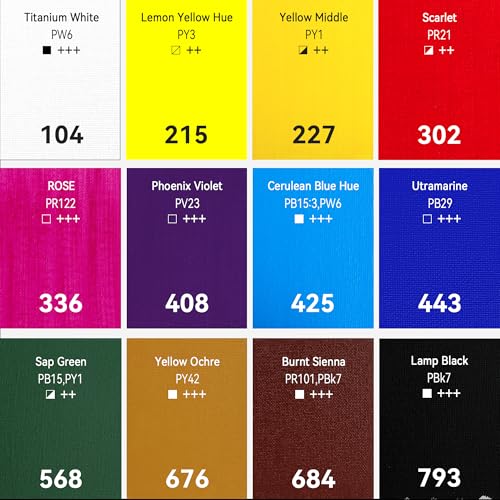 PHOENIX Heavy Body Acrylic Paint, 2 Oz. x 12 Tubes - color: 12 x 2 Fl Oz