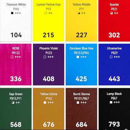 PHOENIX Heavy Body Acrylic Paint, 2 Oz. x 12 Tubes - color: 12 x 2 Fl Oz