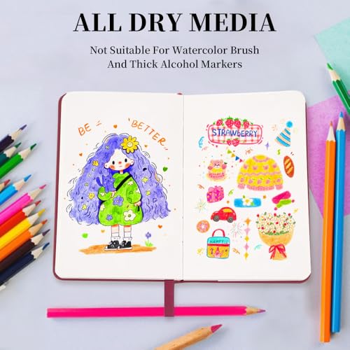 5.7x4.1" Hardcover Mixed Media sketchbook,Pocket Junk Journal Supplies - color: PU Cover-5.7x4.1in-Wine Red
