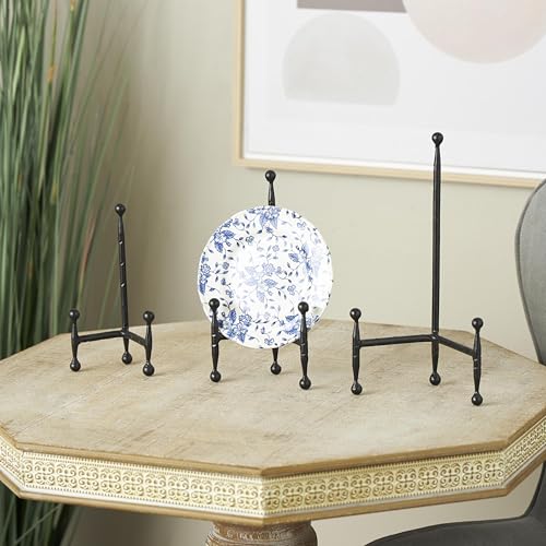 Deco 79 Metal Display Easel Tabletop Easel with Ball Details, Set of 3 Display Stand 12", 10", 8"H, Black - color: Black