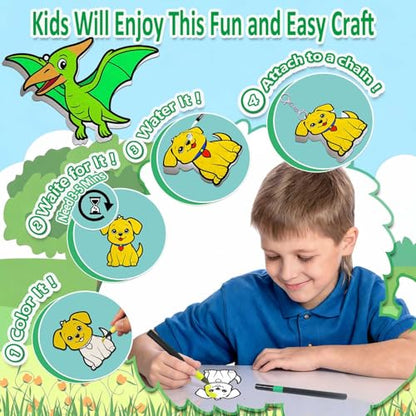 mom&myaboys 3D Aqua Puff Art Kit for Kids - Mess-Free Magic Water Painting Craft, DIY Color & Inflate Animals Activity, Creative Travel Gift for Girls & Boys Ages 4-10 (Animal-Zoo) - style: animal-zoo