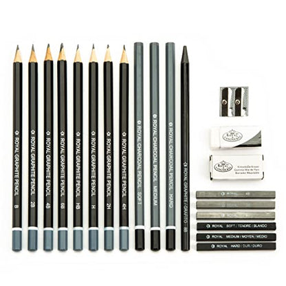 Royal & Langnickel RART-200 Essentials Sketching Pencil Set, 21-Piece - color: Multicoloured