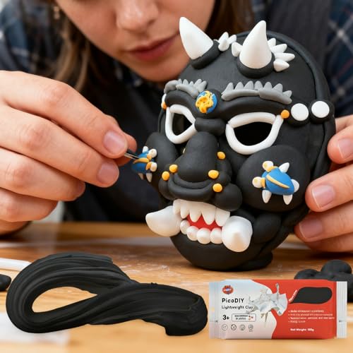 Air Dry Clay Lightweight, Flexible Modeling Clay for Adults Arts and Crafts | Professional & Moldable, Soft & No-Stick, Polymer Clay for Sculpting, Molding,Anime Figures,Making Costumes,DIY Projects - color: Black
