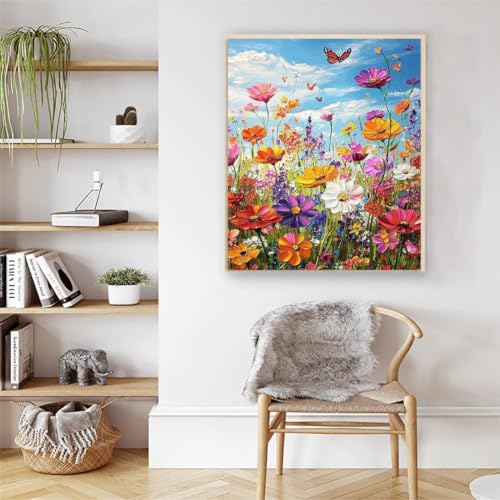 Artunion Wild Flowers Paint by Numbers Kit for Adults,Flower Canvas Paint by Number Kits, DIY Oil Painting Paint by Number Kits on Canvas Arts Craft for Home Wall Decor 16x20 Inch - color: ZXT-410