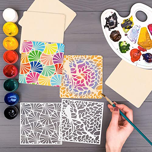 32 Pieces Geometric Stencils 8 x 8 Inch Painting Templates Mandala Stencil for Scrapbooking Cookie Tile Furniture Wall Floor Decor Craft Drawing Tracing DIY Art Supplies - size: 8inch-2