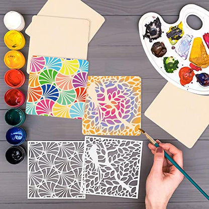 32 Pieces Geometric Stencils 8 x 8 Inch Painting Templates Mandala Stencil for Scrapbooking Cookie Tile Furniture Wall Floor Decor Craft Drawing Tracing DIY Art Supplies - size: 8inch-2