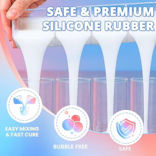 Silicone Mold Making Kit 66OZ, 10A Liquid Silicone | Translucent Clear, 1:1 Mixing Ratio, Bubble-free, Easy Demold, Fast 4 Hour Cure for Perfect Resin Molds - size: 66 OZ