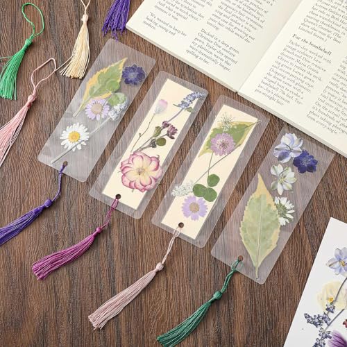 Fuyoooo 376 Pcs Pressed Flower Bookmark Kit,Purple,2 x 8 Inch - color: Purple, size: 2 x 8 Inch