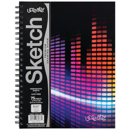 UCreate Fashion Poly Sketch Book, Sonic Vibes, 9" x 12", 1 Count - style: Sonic Vibes, 9" x 12"