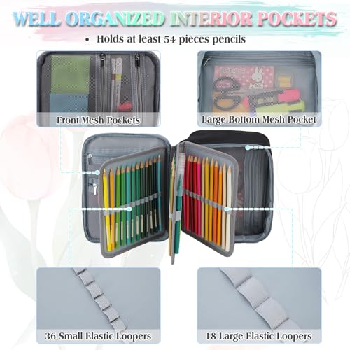 VX VONXURY Large Pencil Case, 54-Slot Colored Pen Pouch 2 Removable Sleeves - color: Black