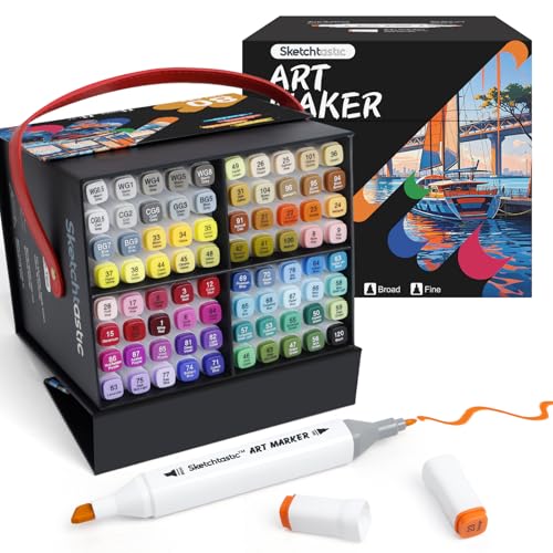 Alcohol Markers Dual Tip Marker Set, 80 Vibrant Colors for Adults, No Bleed Colors for Artists, Based Markers for Coloring Books, Sketching and Art Projects - color: 80 Colors