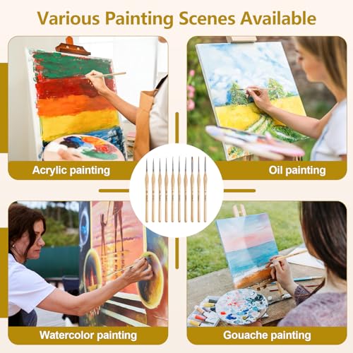 Small Paint Brush Set, 10 pcs Thin Paint Brushes for Fine Detailing
