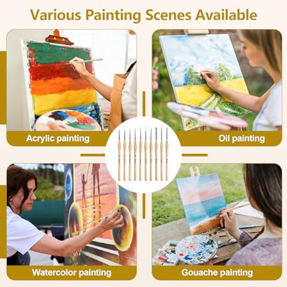 Small Paint Brush Set, 10 pcs Thin Paint Brushes for Fine Detailing
