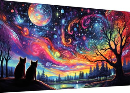 Extra Large Diamond Painting Kits for Adults, 5D Diamond Art Kits 28x16 In - color: Starry Night Large Diamond Painting