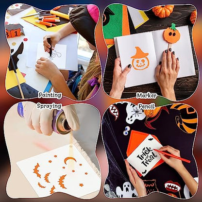 Fainne 100 Pcs 2 Inch Halloween Stencils Small Stencils for Painting | Reusable Craft Stencils, DIY Scrapbook, Wood Wall Fabric Rock Chalkboard Sign Painting, Home Art Decor Projects - style: Ghost