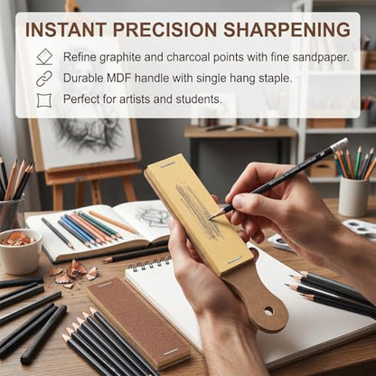 10-Piece Charcoal Pencil Sharpener,Precision Edge Pastel Pencil Sharpener,Art Pencil Sharpener Lead Pointer Contains 10 Sheets of Sandpaper Each,Adult Teen Making It Ideal for Artists and Beginners