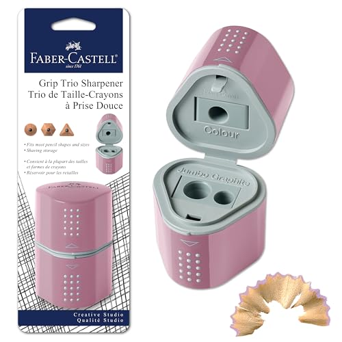 Faber-Castell Grip Trio Pencil Sharpener: Rose Shadows - style: Rose Shadows