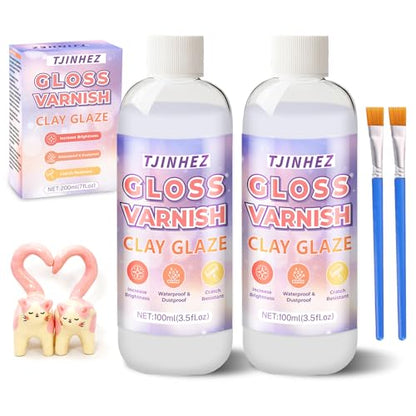Air Dry Clay Glaze & Polymer Clay Varnish - 7oz/200ml Gloss Clay Sealant, Waterproof & Scratch Resistant Clay Glaze for Air Dry Clay Prevents Cracking, Wear & Enhances Gloss for Pottery & Sculptures