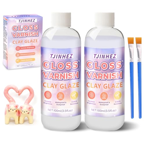 Air Dry Clay Glaze & Polymer Clay Varnish - 7oz/200ml Gloss Clay Sealant, Waterproof & Scratch Resistant Clay Glaze for Air Dry Clay Prevents Cracking, Wear & Enhances Gloss for Pottery & Sculptures