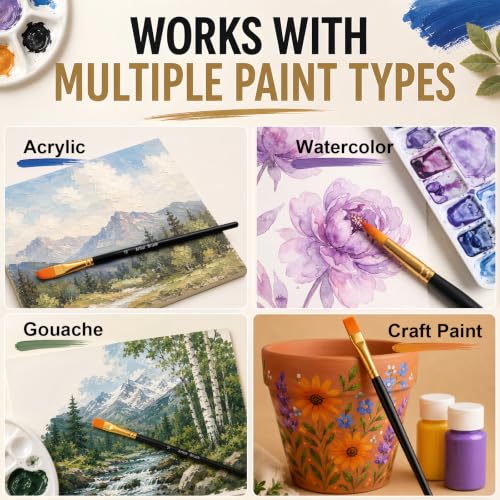 Bonison Watercolor Brushes, 12 Pcs Artist Paint Brushes Kit Multi-Size