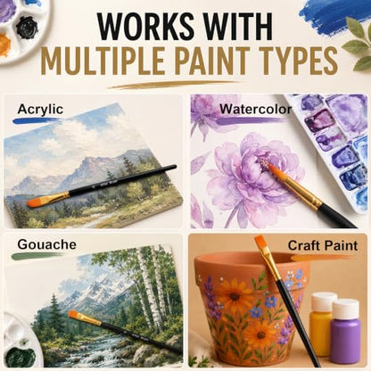 Bonison Watercolor Brushes, 12 Pcs Artist Paint Brushes Kit Multi-Size