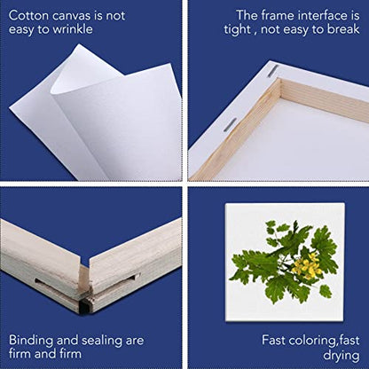 ESRICH Mini Stretched Canvas 12 Pack 4x4inch, 2/5''Profile Art Primed Canvases for Painting, 100% Cotton Small Professional Stretched Canvas for Kids and Art Supplies,for Acrylics,Oils&Other Painting. - style: 12 Packs Stretched Canvas - 4*4in