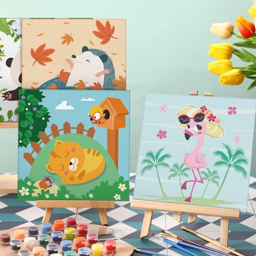Affrolling 12 Pcs Pre Drawn Canvas for Painting for Adults 8 x 8 Inch Canvas Painting Kits Stretched with Drawing Ready to Paint Beginner Artists Date Night Party Supplies(Animals) - style: Animals