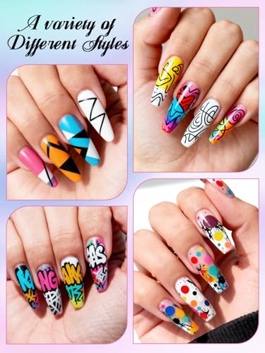 12 Color 0.7MM Nail Art Pens Set Kalolary 3D Nail Polish Pens Quick Drying - color: L